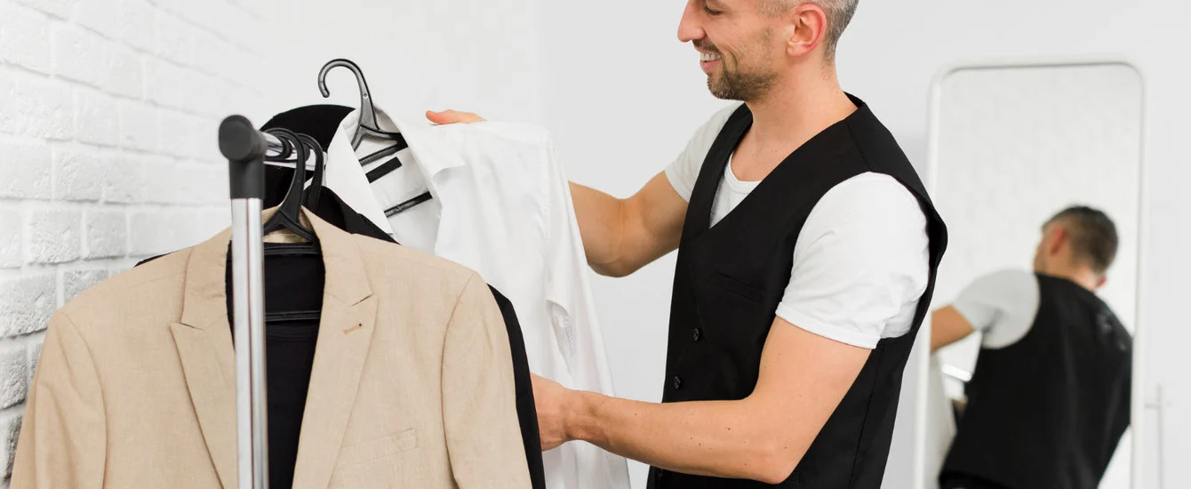 An image of a tailor and custom clothing - discover the benefits of franchising with Pearce Bespoke.