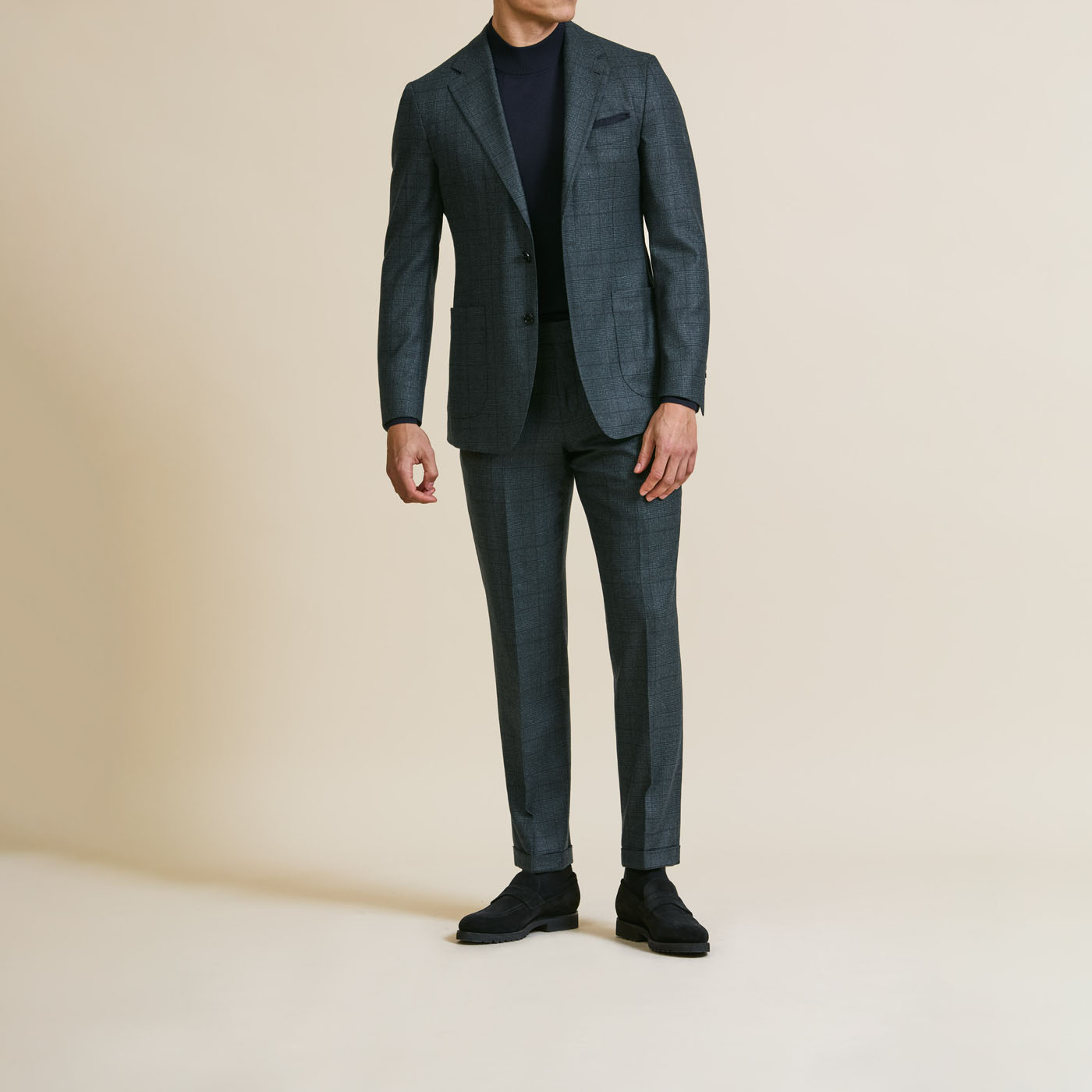 A Pearce Bespoke Greater Syracuse custom suit styled by a professional model.