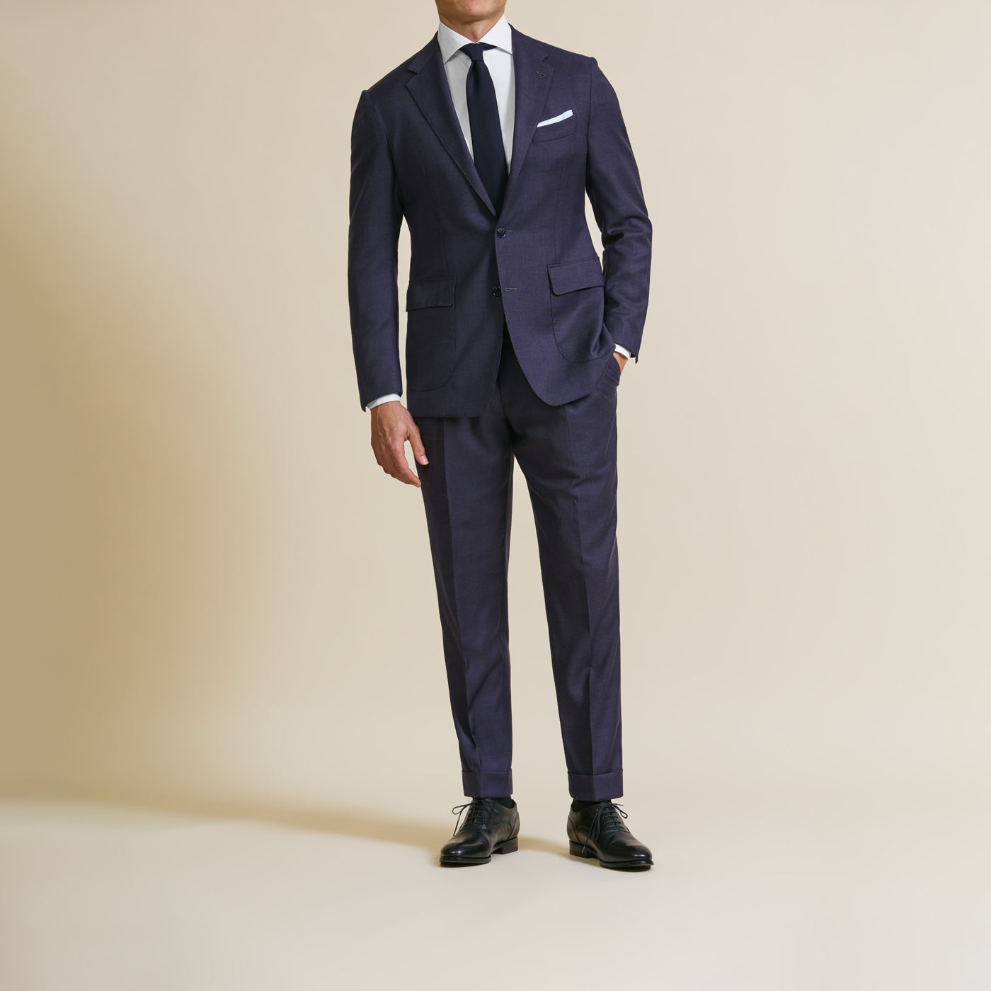 A crisp, classic navy custom suit from Pearce Bespoke Greater Syracuse.