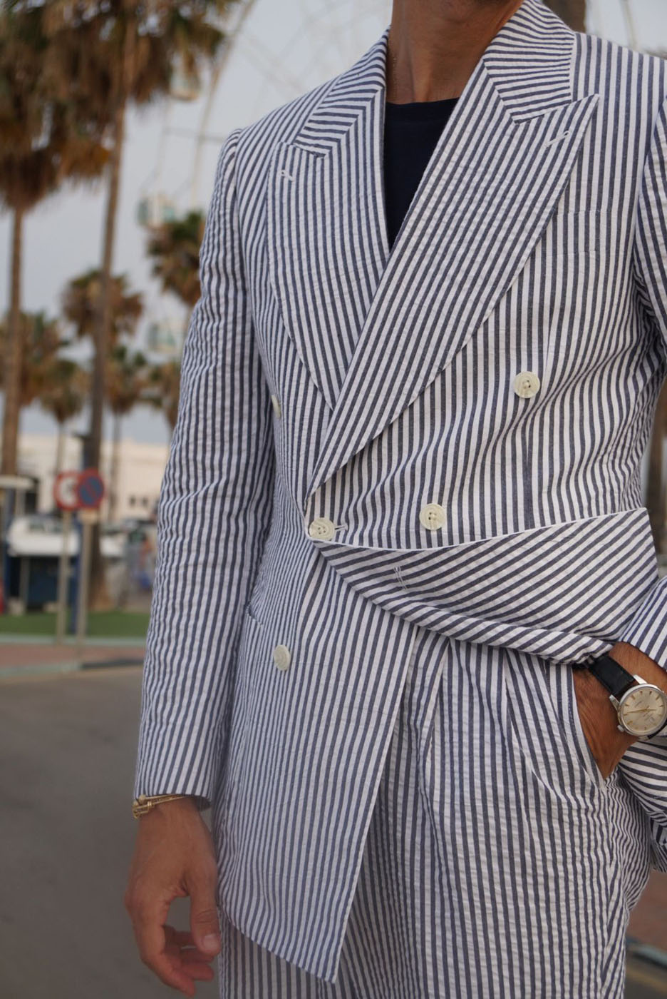A closeup image of extended sizing custom suits in New Orleans, LA from Pearce Bespoke.