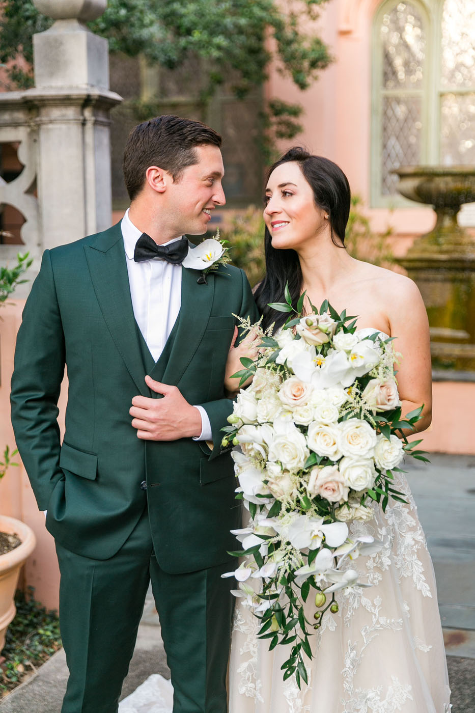 A bride and groom on their wedding day, looking for wedding party private event ideas in Charlotte, NC, choose Pearce Bespoke.
