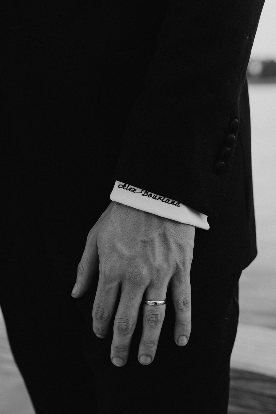 A close up of a custom suit cuffs in New Orleans, LA.
