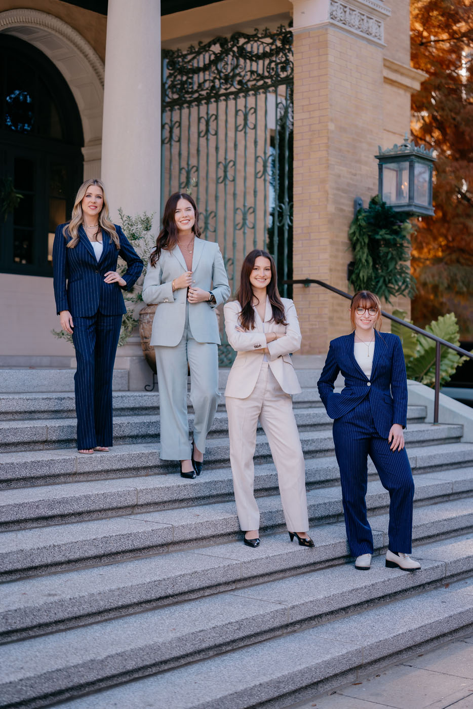 An image of women wearing different custom suits from Pearce Bespoke New Orleans, LA.